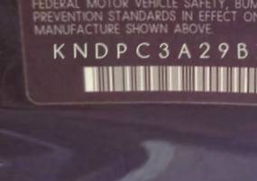VIN prefix KNDPC3A29B70