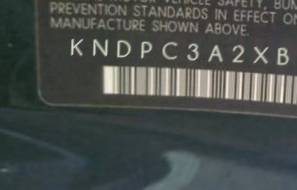 VIN prefix KNDPC3A2XB70