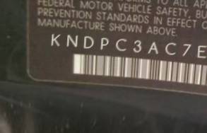 VIN prefix KNDPC3AC7E76
