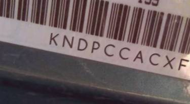 VIN prefix KNDPCCACXF77