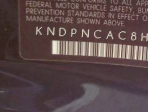 VIN prefix KNDPNCAC8H70