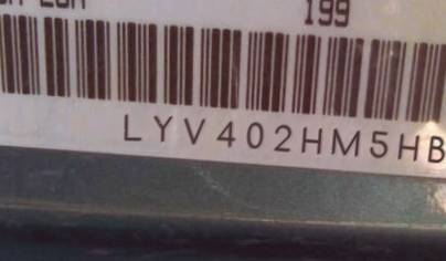 VIN prefix LYV402HM5HB1