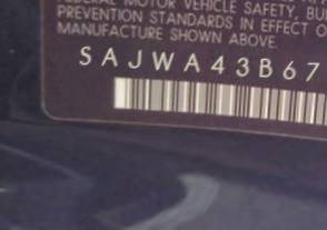 VIN prefix SAJWA43B675B