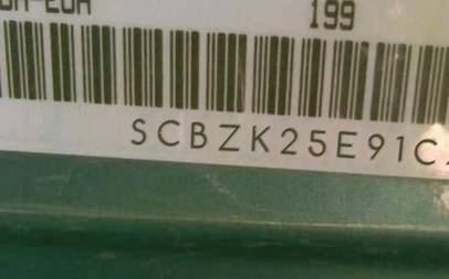 VIN prefix SCBZK25E91CX