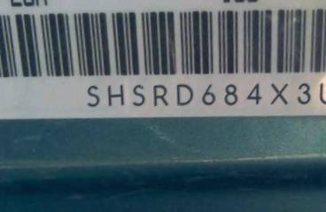 VIN prefix SHSRD684X3U1