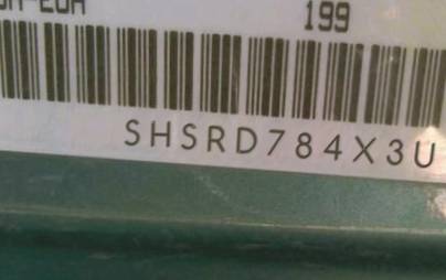 VIN prefix SHSRD784X3U1