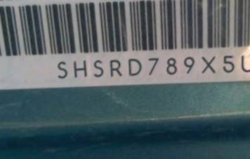 VIN prefix SHSRD789X5U3