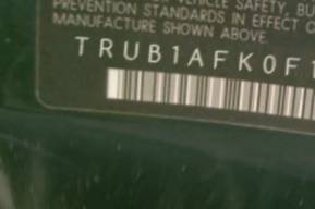 VIN prefix TRUB1AFK0F10