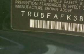 VIN prefix TRUBFAFK3B10