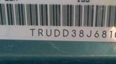 VIN prefix TRUDD38J6810