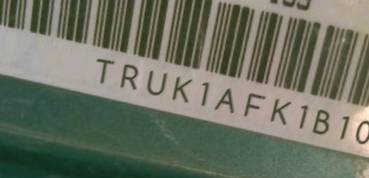 VIN prefix TRUK1AFK1B10
