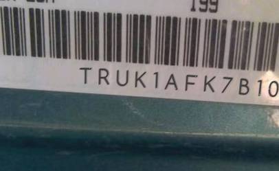 VIN prefix TRUK1AFK7B10