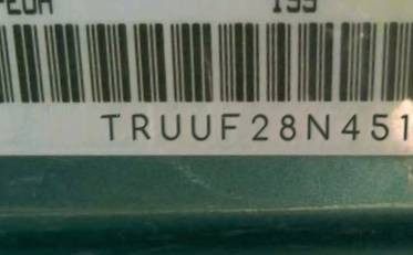 VIN prefix TRUUF28N4510
