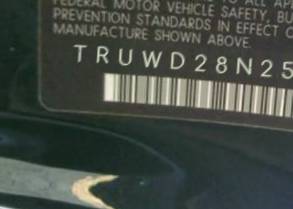VIN prefix TRUWD28N2510