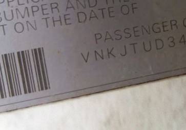 VIN prefix VNKJTUD34EA0