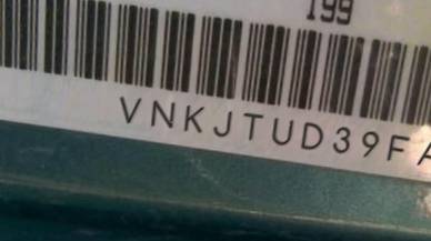 VIN prefix VNKJTUD39FA0
