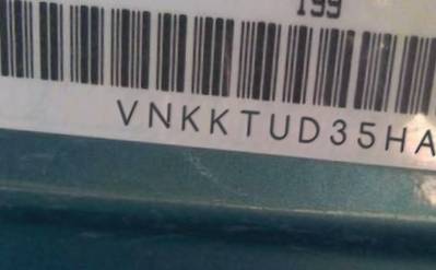 VIN prefix VNKKTUD35HA0