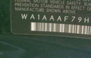 VIN prefix WA1AAAF79HD0