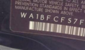 VIN prefix WA1BFCFS7FR0