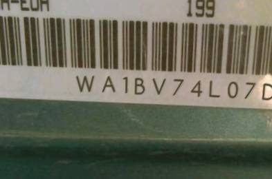 VIN prefix WA1BV74L07D0