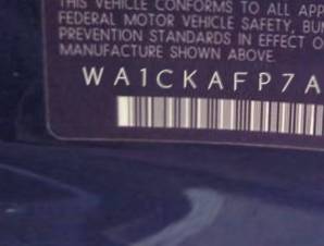 VIN prefix WA1CKAFP7AA0