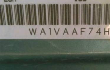 VIN prefix WA1VAAF74HD0