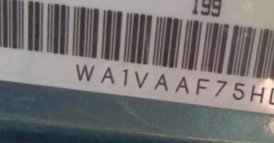 VIN prefix WA1VAAF75HD0