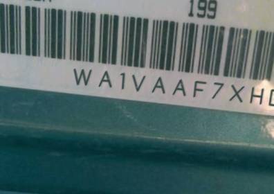 VIN prefix WA1VAAF7XHD0