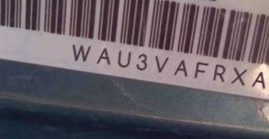 VIN prefix WAU3VAFRXAA0