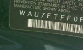 VIN prefix WAU7FTFF0F10