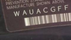 VIN prefix WAUACGFF6F10