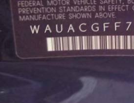 VIN prefix WAUACGFF7F10