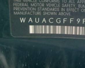 VIN prefix WAUACGFF9F11