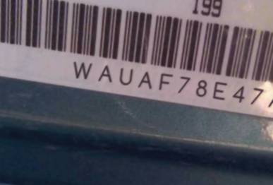 VIN prefix WAUAF78E47A0