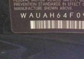 VIN prefix WAUAH64F09N0