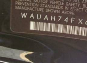 VIN prefix WAUAH74FX6N1