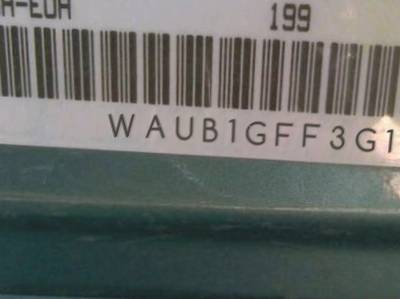 VIN prefix WAUB1GFF3G10