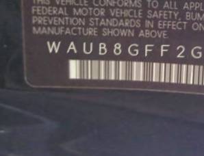 VIN prefix WAUB8GFF2G10