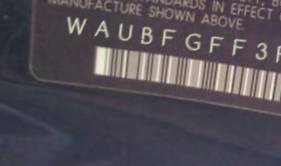 VIN prefix WAUBFGFF3F11