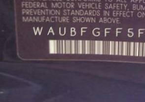 VIN prefix WAUBFGFF5F11