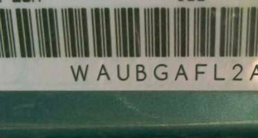 VIN prefix WAUBGAFL2AA1