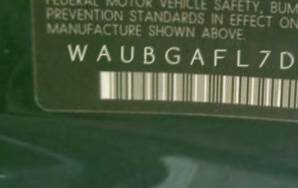VIN prefix WAUBGAFL7DA0