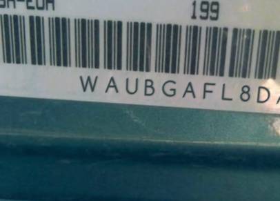 VIN prefix WAUBGAFL8DA0
