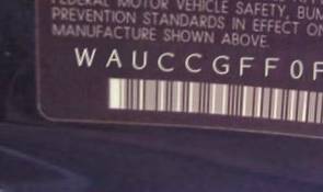 VIN prefix WAUCCGFF0F10