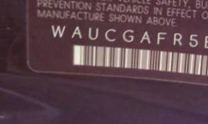 VIN prefix WAUCGAFR5EA0