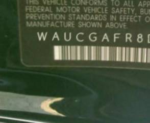 VIN prefix WAUCGAFR8DA0