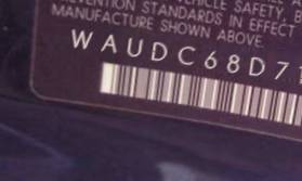 VIN prefix WAUDC68D71A1