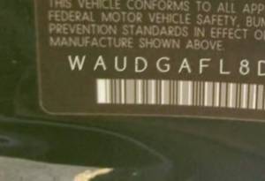 VIN prefix WAUDGAFL8DA1
