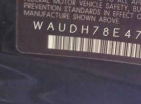 VIN prefix WAUDH78E47A2