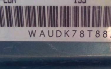 VIN prefix WAUDK78T88A0